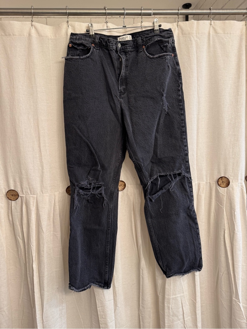 Abercrombie & Fitch Washed Black High-Rise Jeans
